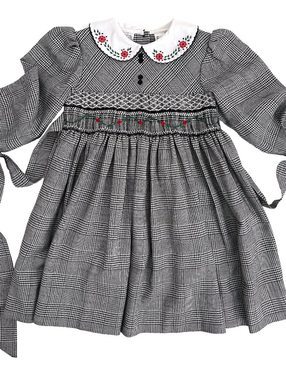 Vintage Sarah Louise Toddler Dress: Black & White Plaid, Hand Smocked - 3 Years